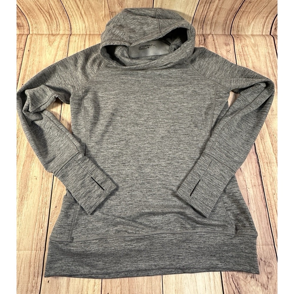 Nike Women's Sweatshirt Gray MED DriFit High Neck Pullover Pocket‎ Hoodie MEDIUM